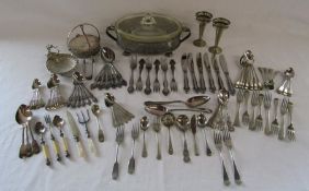Collection of silver plate includes serving dishes, cutlery - some Venetian silver, Norwegian silver