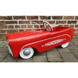 Tri-ang Thunderbolt pedal car in red and white colour way - 91cm x 40cm x 39cm