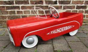 Tri-ang Thunderbolt pedal car in red and white colour way - 91cm x 40cm x 39cm