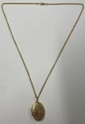 9ct gold locket, chain and bale marked 9ct, total weight 6.2g