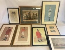 Selection of prints including two Snaffles style character prints titled 'The Sportsman' and 'The