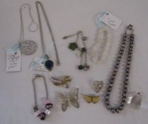 Silver mounted jewellery includes Tourmaline pendant, , Rhona Sutton charm bracelet , lapis lazuli