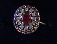 Tested as 9ct ruby & diamond cluster ring size K 4.6g