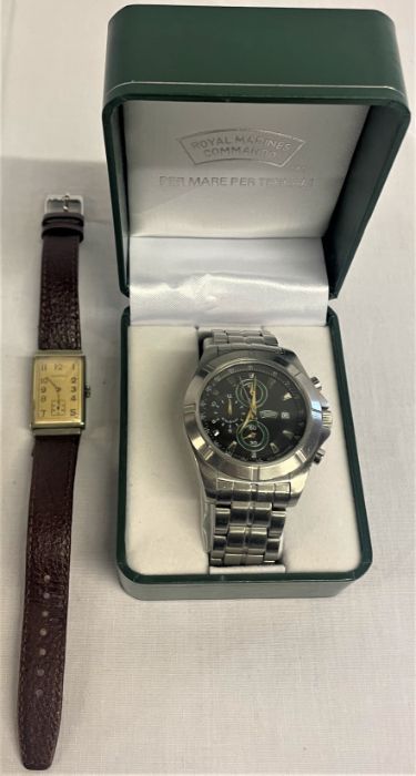 Royal Marines Commando men's watch, with box and Zentra wristwatch on leather strap