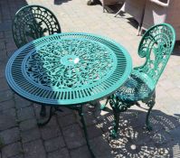 Cast alloy patio table & 2 chairs