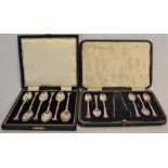 Cased set of 6 Birmingham 1958 Barker Brothers Silver Ltd decorative teaspoons and cased set of 6