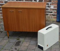 Sewing machine cabinet with Singer sewing machine and carry case