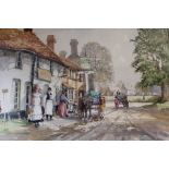 Framed watercolour titled to mount "The Bull at East Tuddenham c. 1890" signed in pencil John Sutton