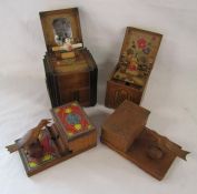 4 x wooden cigarette dispensers with pecking birds