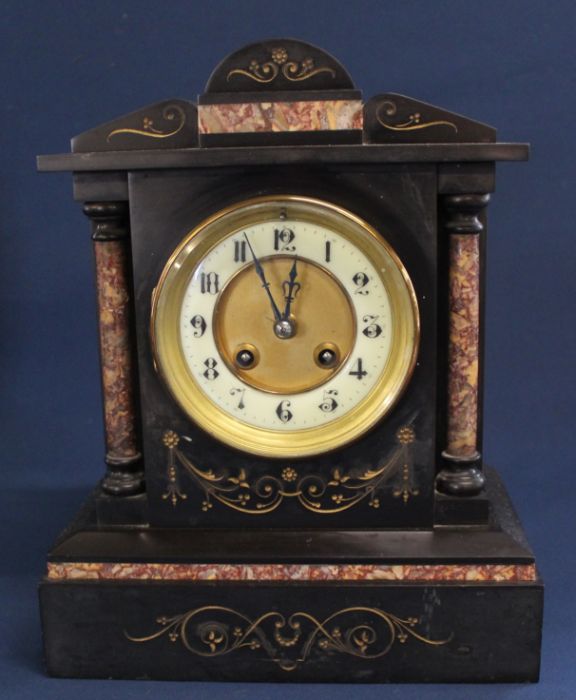 Late Victorian slate mantel clock with Marti movement