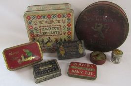 Collection of tins - Carr's Biscuits, Mackintosh's Royal De Luxe, Farrah's Toffee, Thorne's, Players