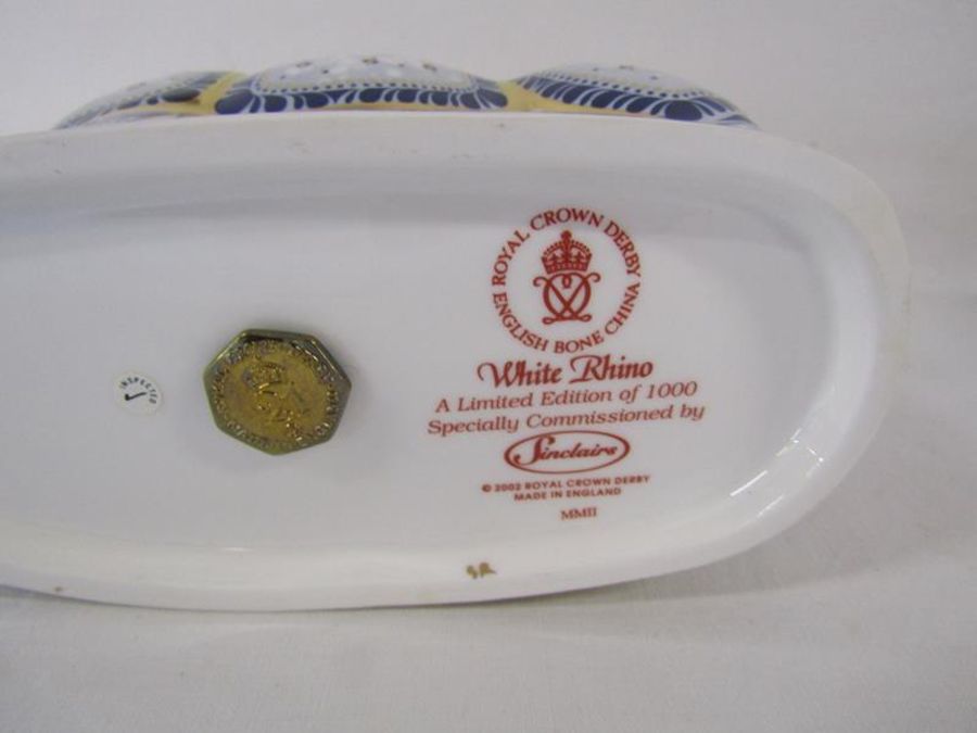 Royal Crown Derby paperweight Endangered Species White Rhino - limited edition 973/1000 - Image 6 of 6