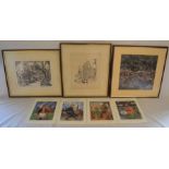 4 unframed David Cuppleditch prints, aerial photograph of Caistor Market Place, framed limited