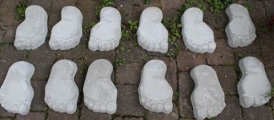 6 pairs of concrete feet stepping stones