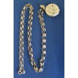 9ct gold belcher chain necklace (7.0g) with gold plated locket - chain approx. 66cm