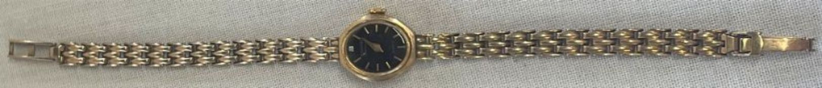 9ct gold Accurist Diamond watch with box, total weight 8.99g