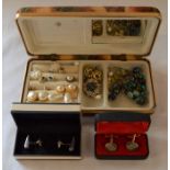 Pair of Links of London silver cufflinks, pair of Jeff Banks cufflinks & a small jewellery box