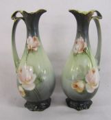 Reinhold Schlegelmilch - R S Poland China - small pair of ewers with rose design - approx. 16cm