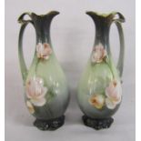 Reinhold Schlegelmilch - R S Poland China - small pair of ewers with rose design - approx. 16cm