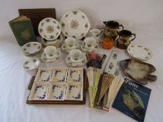 Royal Stafford 'True Love' part dinner service, fish plate, fans & collectors book, etc