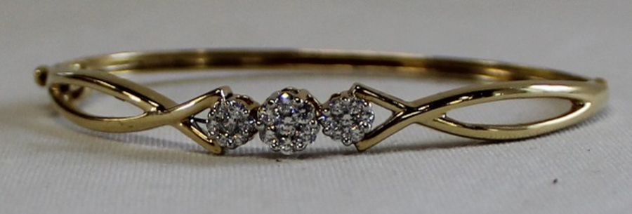 Diamond set bangle / bracelet marked 18k / 0.750, 11.79g - Image 2 of 3