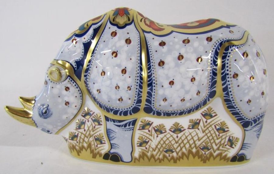Royal Crown Derby paperweight Endangered Species White Rhino - limited edition 973/1000 - Image 2 of 6