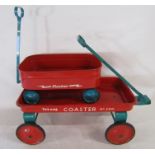 Tri-ang Coaster No 200 pull along children's cart and smaller Tri-ang Flasher pull along child's