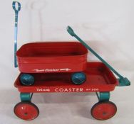 Tri-ang Coaster No 200 pull along children's cart and smaller Tri-ang Flasher pull along child's