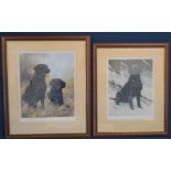 Two framed limited edition John Trickett prints of labrador dogs in gilt frames