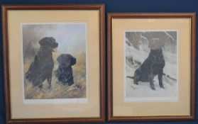 Two framed limited edition John Trickett prints of labrador dogs in gilt frames