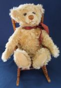 Limited edition blonde mohair Steiff 1999 Millennium bear, 42cm high with growler & patterned bow