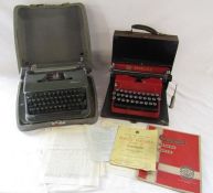 Red Bar-Let portable model 2 compact typewriter made by Bar Lock 1925 Company Nottingham with