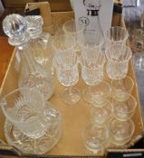 2 crystal decanters & a Jakob Munk Multi Carafe, 2 sets of wine glasses (6 & 7), 2 glass jugs & a