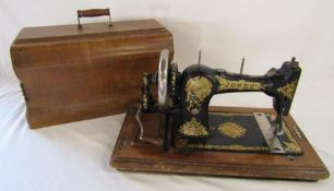 Jones Family C.S (cylindrical shuttle) hand crank sewing machine with shuttle intact - Serial No