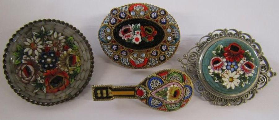 Micro mosaic brooches