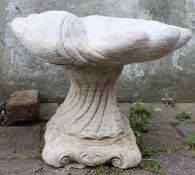 Shell bird bath, large shell on decorative base