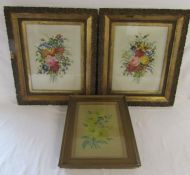 Pair of gilt framed oil paintings on canvas - bouquets of flowers, no signature - approx. 65cm x