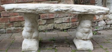 Concrete timber effect seat on squirrel plinths