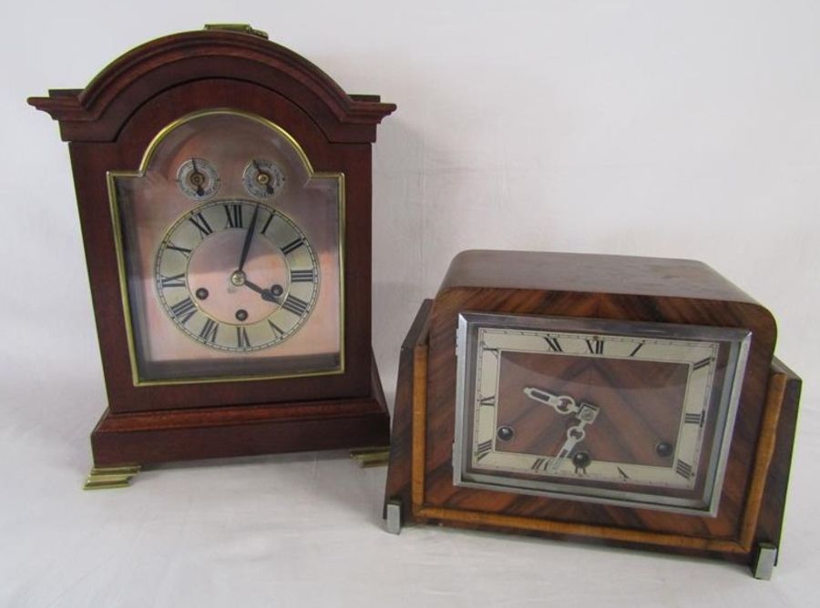 Bracket clock with Philip Haas and Sohne workings approx. 36cm x 26cm x 18cm -  missing key - also