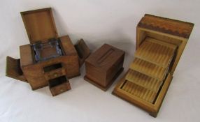 3 x wooden cigarette storage boxes