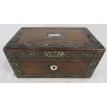 19th century mother of pearl inlaid rosewood tea caddy - approx. 25.5cm x 14.5cm x 12.5cm