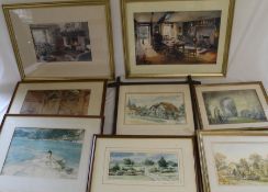 2 W Russell Flint framed prints (bearing John Mathieson & Co Edinburgh label), Denis Pannett