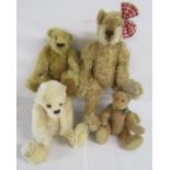 4 jointed teddy bears includes a 'Just for You' bear, Dean's mohair and 2 other unmarked