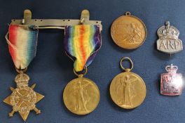 First World War pair of medals awarded to 3475 Pte J T Parkin Cameron Highlanders, Victory medal