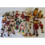 Pelham puppet & 1 other, quantity of wooden Jumping Jack toys (some limbs need re-attaching), 2 part
