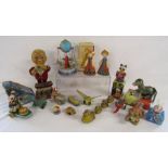 Collection of tin plate / clockwork toys includes boxed Mockba 1980 Olympic souvenir doll, bar