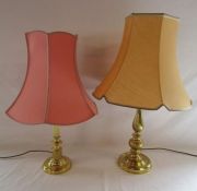 2 brass table lamps with shades (not tested)