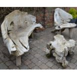 Patio bench and table made from drift wood - tree trunks