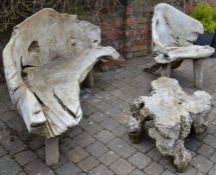 Patio bench and table made from drift wood - tree trunks