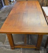 Modern oak refectory table with frieze drawer 202cm by 90cm